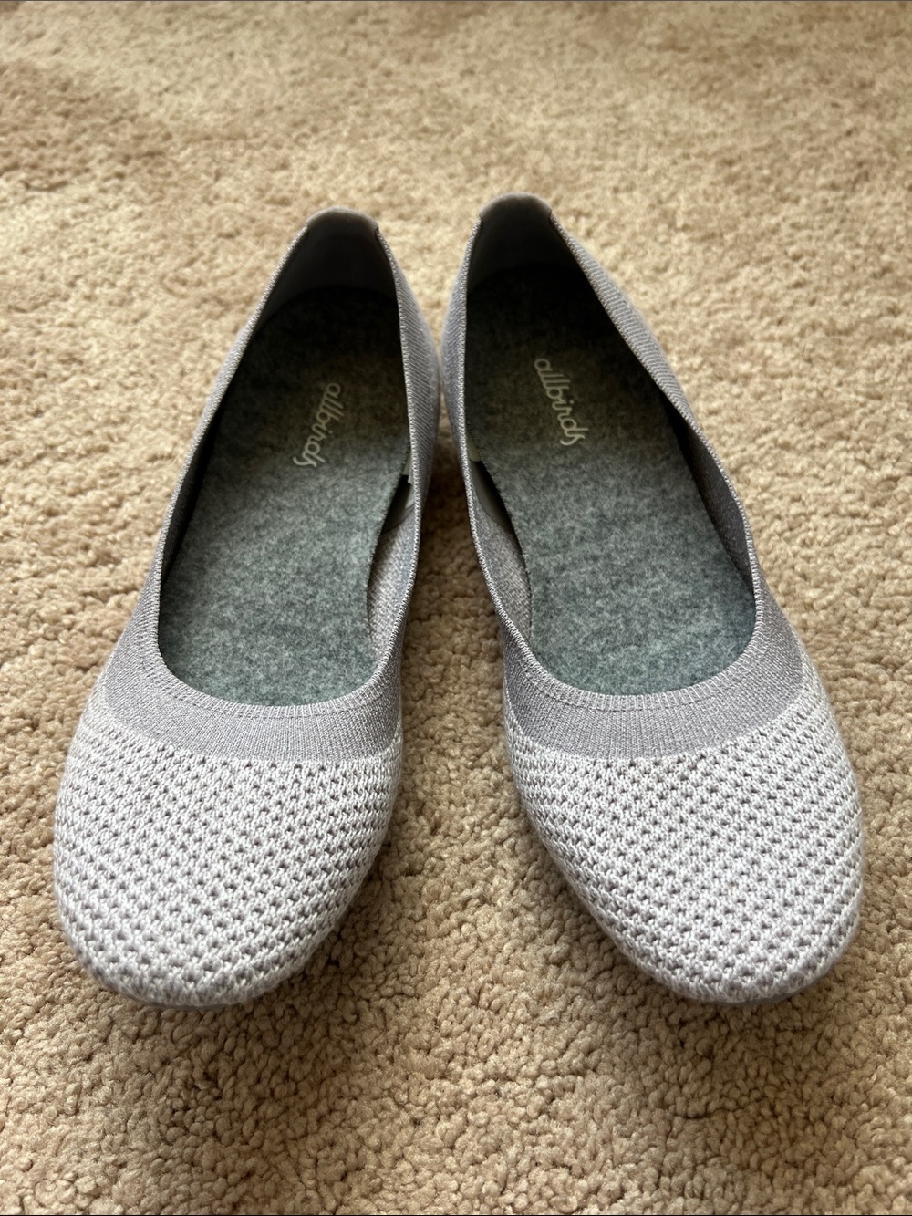 Allbirds Tree Breezers Eucalyptus Tree Fiber Light Gray Knit Ballet Flats